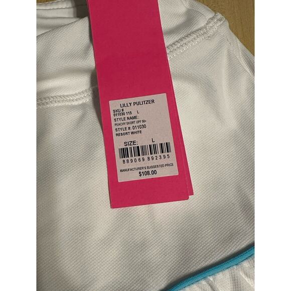 NWT $108 Lilly Pulitzer Peachy Large Skort , Resort White UPF 50+ - Picture 2 of 3